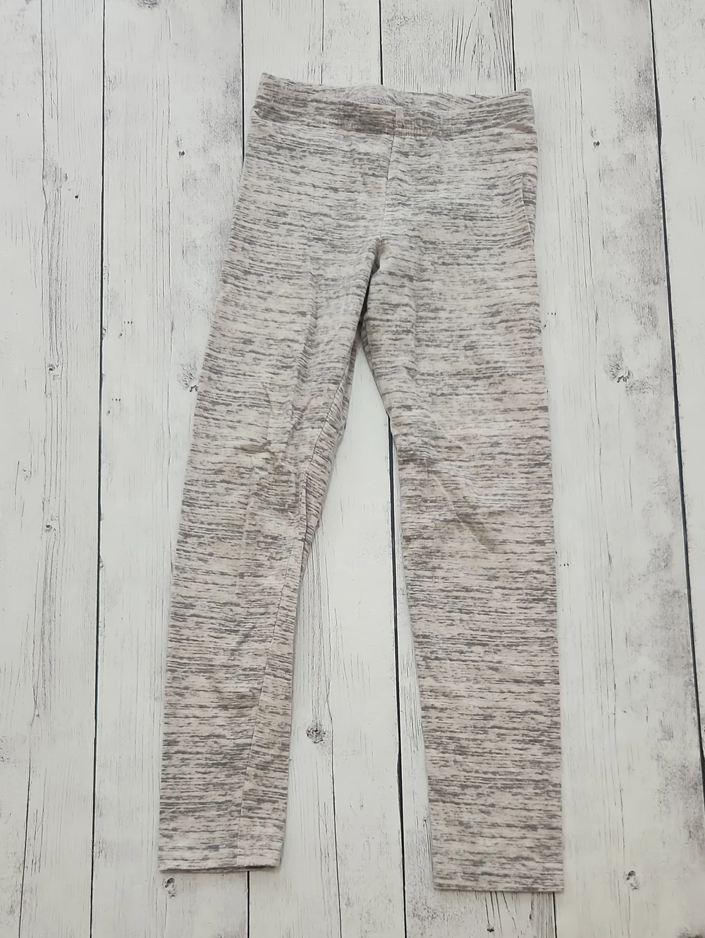 Old Navy Size 8 Girls White And Gray Striped Stretch Leggings